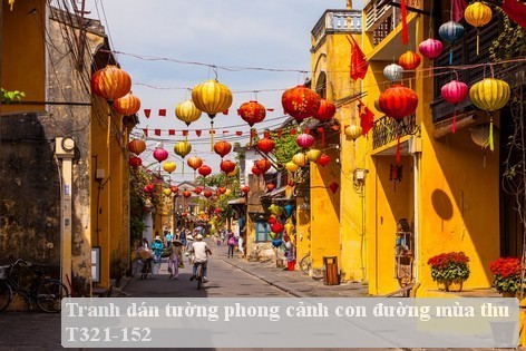 Tranh dán tường phong cảnh con đường mùa thu T321-152